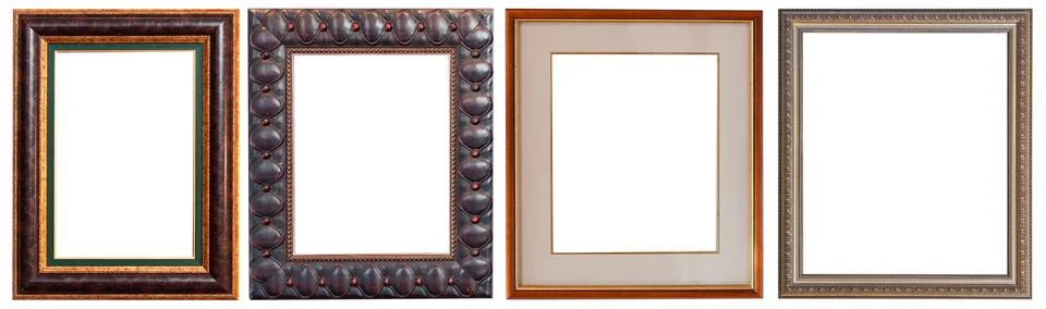 Picture frames isolated on white background antique carved gold Foto stock