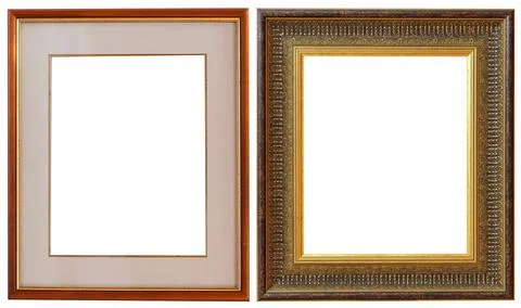 Picture frames isolated on white background set antique gilded gold Foto stock