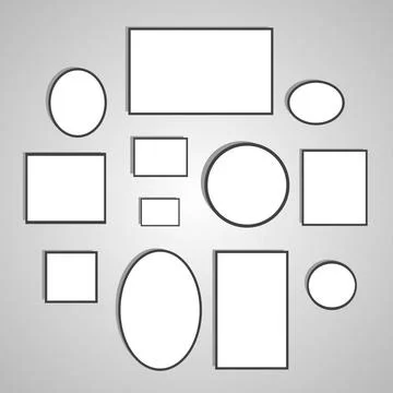 Picture frames Picture frame vector. Photo art gallery on vintage wall. Co... Stock Photos