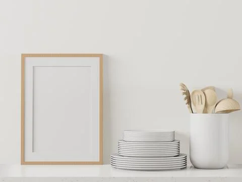 Picture frames of plates, spoons and forks in glasses that are placed on th.. Stock Photos