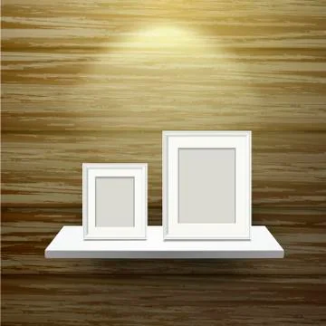 Picture frames on shelf with illumination Stock Illustration