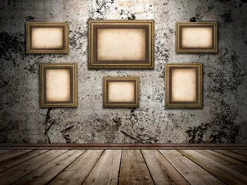 Picture frames on a stone grange background Stock-Fotos