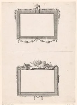 Picture frames with vase and face. Two rectangular picture frames. The top... Stock Photos