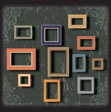 Picture Frames On The Wall 스톡 일러스트