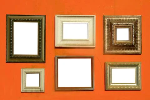 Picture frames on wall Stock Photos