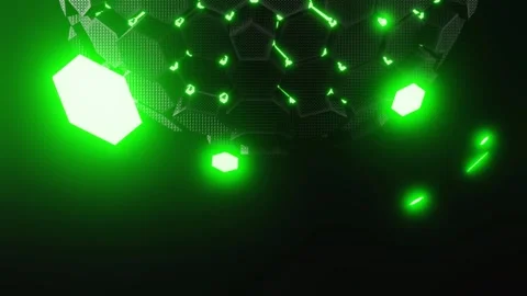 Picture a futuristic digital sphere with a hexagonal shape, glowing with vibrant Stock Footage 278027494