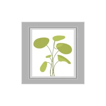 Picture with gray frames and with a green plant. Isolated. Flat style. 스톡 일러스트