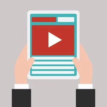 Picture of hands and tablet. Vector illustration Stock Illustration
