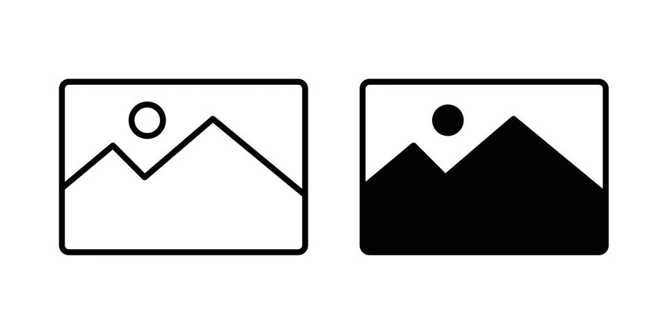 Picture icon solid, line, and editable vector set. 스톡 일러스트