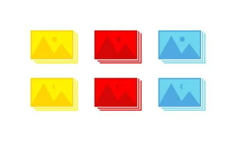 Picture, image cons set in modern colour design concept on isolated white bac Stock Illustration