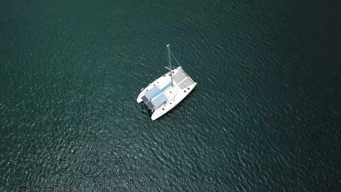 A picture of the Katamaran ship, showing a different angle from the drone Stock Footage 129500908