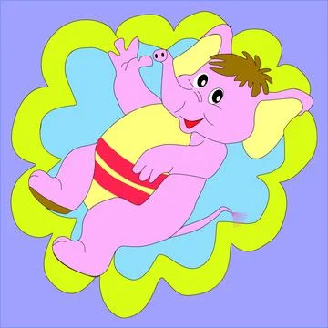 Picture mammoth on the cloud Stock Illustration