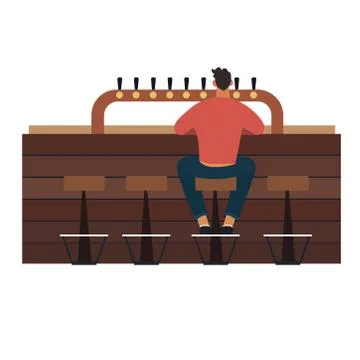 Picture of a man at the bar on a white background. Vector illustration Stock Illustration
