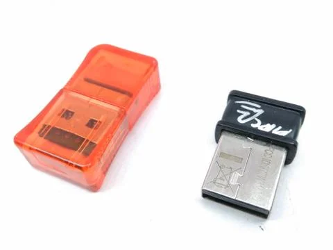 A picture of memory card reader with WiFi dongle Stock Photos