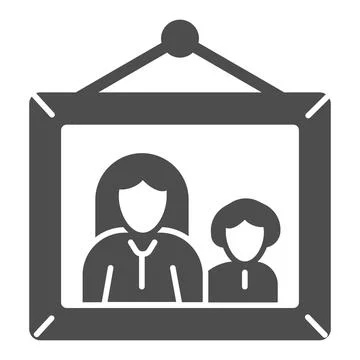 Picture with mom and child solid icon, Mother day concept, Framed photo with Stockillustratie