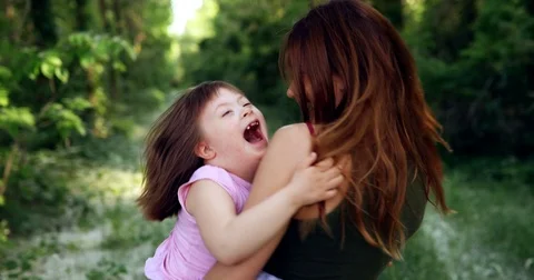 Picture of mother and child with special needs Stock Footage