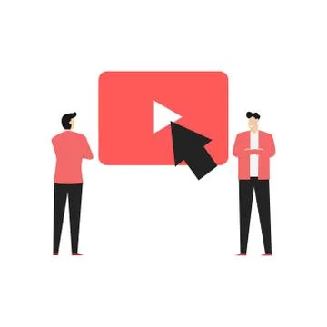 Picture of an online learning tutorial on a white background. Vector illustra Stock Illustration