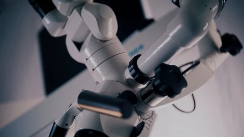 Picture of an operating microscope in a laboratory. Medical Optical Device Stock Footage 104773491
