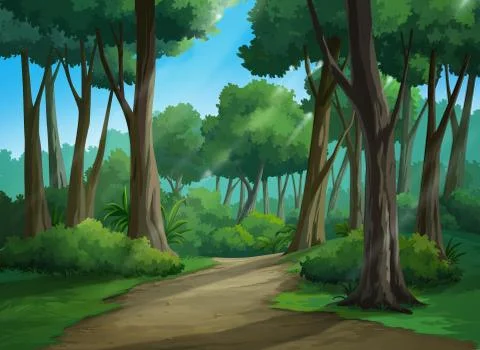Picture painted in deep forest Stock Illustration