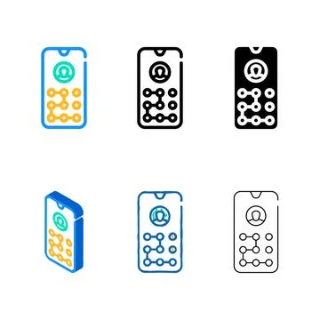 Picture password color icon vector stylized line Stock Illustration