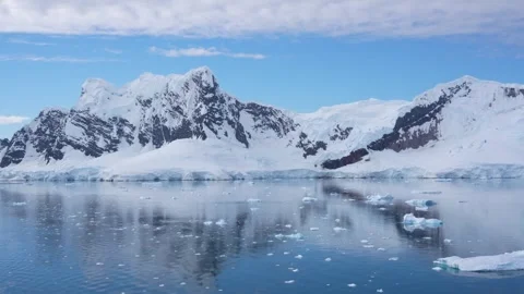 Picture Perfect Antarctica Dramatic Rugged Snow Covered Mountains Striking .. Stock Footage 342660956