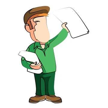 Picture of a postman on a white background. Vector illustration. EPS 10 Stock Illustration