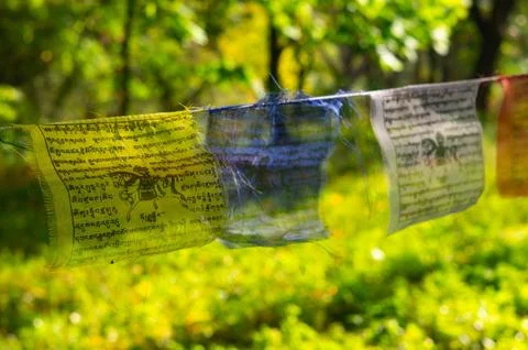Picture of prayer flags, symbolizing various spiritual beliefs and elements S 写真素材