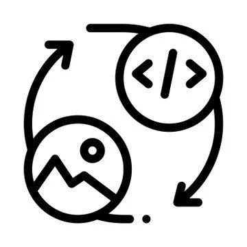 Picture programming code icon vector outline illustration Stock Illustration