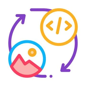 Picture programming code icon vector outline illustration Stock Illustration