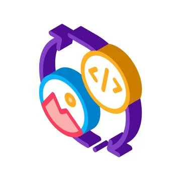 Picture programming code isometric icon vector illustration Stock Illustration