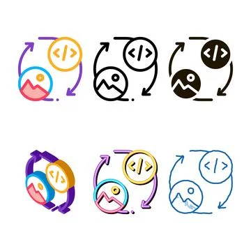 Picture programming variety code icon vector outline Stock-Illustration