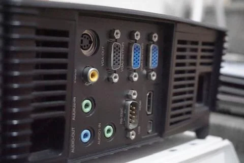 Picture of projector backside input output socket Stock Photos