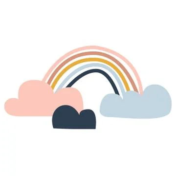 Picture of a rainbow and clouds. Vector illustration Stock Illustration