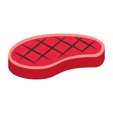 Picture of a Red Steak With Grill Marks on a White Background Stock Illustration