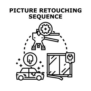 Picture retouching sequence correcting image damage Stock Illustration