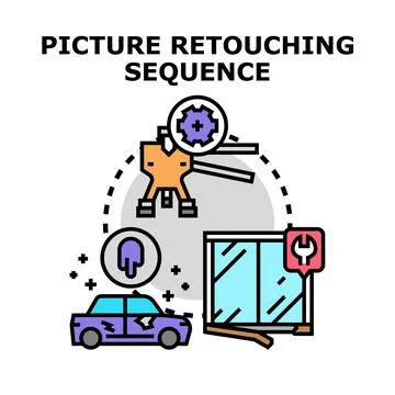 Picture retouching sequence correcting image damage Stock Illustration