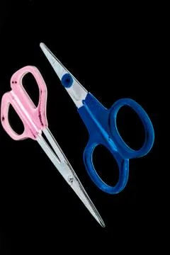 A picture of scissors with selected focus Stock Photos