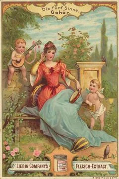 Picture series The Five Senses Hearing Historical digitally restored Stock Illustration