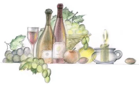 Picture of served table in restaurant over white background 库存插图
