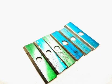 A picture of sharpner blades on a white background 库存照片