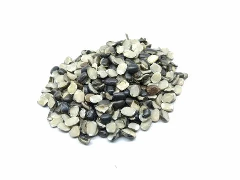 A picture of split black lentil isolated on a white background Stock Photos