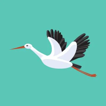 Picture of a stork on a birch background. Vector illustration. Stock Illustration