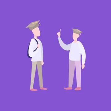 Picture of students on a purple background. Vector illustration. Stock Illustration