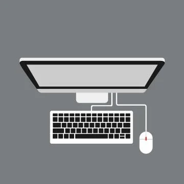 Picture of a stylish computer on a gray background. Vector illustration. Stock Illustration