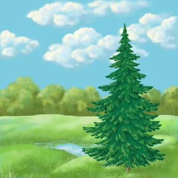 Picture, summer landscape Stock Illustration