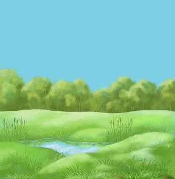 Picture, summer landscape Stock Illustration