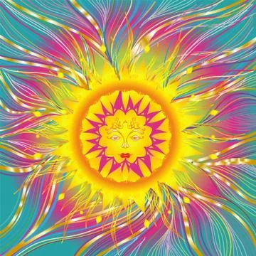 Picture with sun Stock Illustration