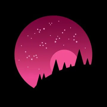 Picture of sunset on black background Stock Illustration