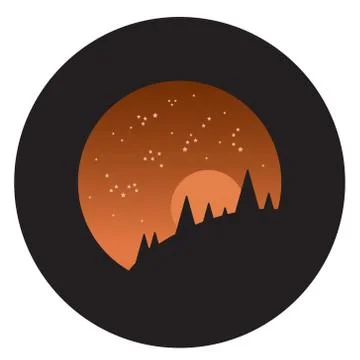 Picture of sunset on black background Stock Illustration