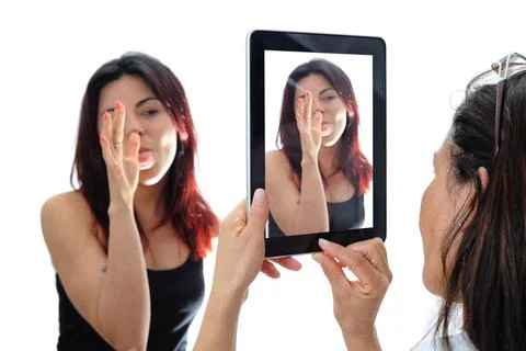 Picture with tablet Stock Photos